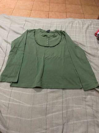 Camiseta niña verde manga larga