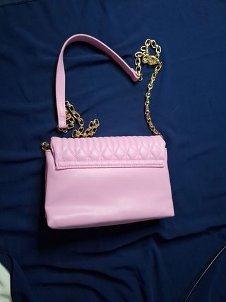 Bolso bandolera rosa y dorado