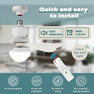  2 ventilatori da soffitto con luce led 40W 52 cm 