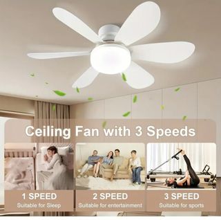  2 ventilatori da soffitto con luce led 40W 52 cm 