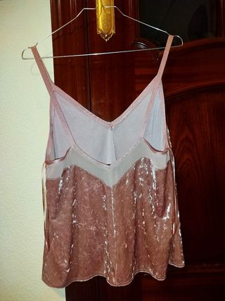 Top terciopelo rosa