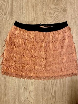 Falda flecos Zara - Rosa