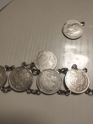 Pulsera monedas plata 39g