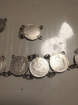 Pulsera monedas plata 39g