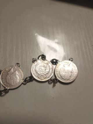 Pulsera monedas plata 39g