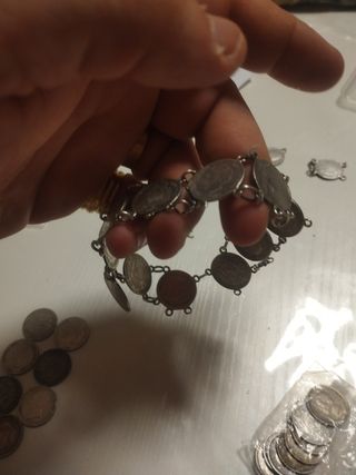 Pulsera monedas plata 39g