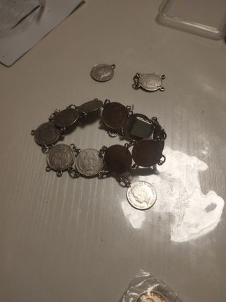 Pulsera monedas plata 39g