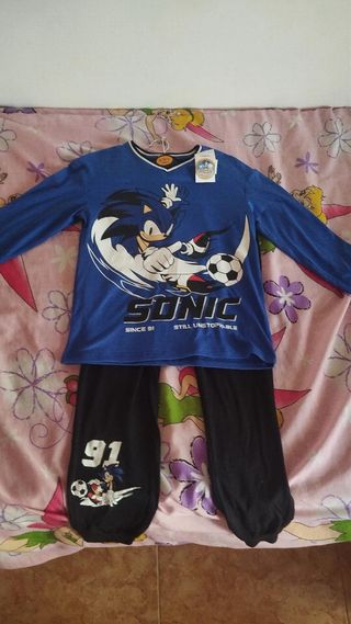 Pijama Sonic niño - Azul y Negro 9/10 años