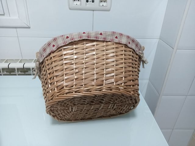 Cesta mimbre con tela - Decoración hogar