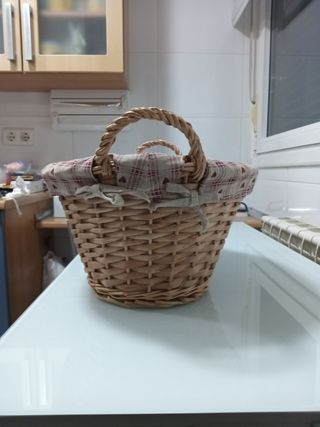 Cesta mimbre con tela - Decoración hogar