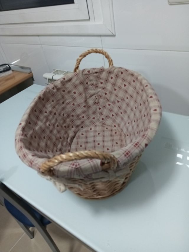 Cesta mimbre con tela - Decoración hogar