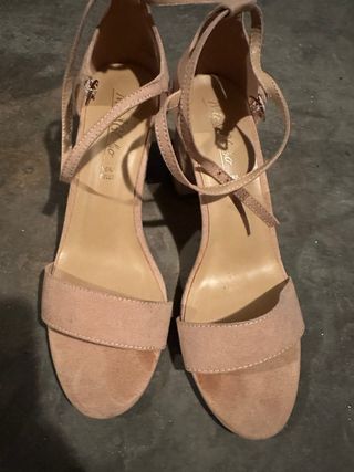 Sandali rosa cipria donna n.39 con tacco in pelle 