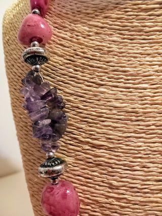Collana vintage chic - rosa e viola