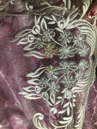 Traje fallera rosa manga larga con manteletas plat