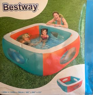 Piscina infantil hinchable azul-naranja