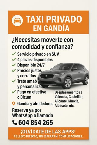 Servicio Privado Transporte Gandia y alrededores