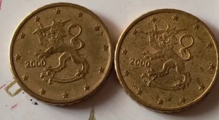 2 monedas 20 céntimos euro 2000