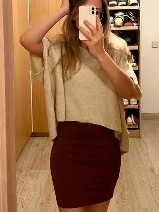 Falda marrón Stradivarius - Talla S