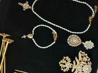 Adorno novia dorado y blanco