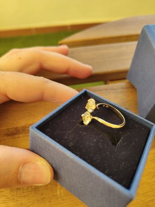 Anillo Swarovski doble aro dorado