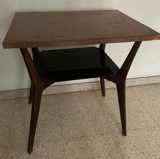 Mesa vintage madera y cristal
