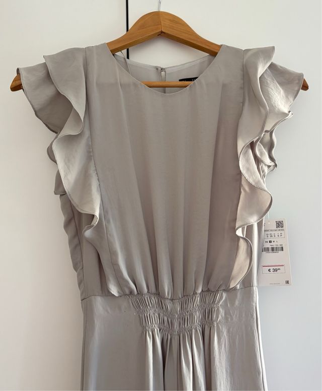 Vestido mono pantalón Zara gris perla Talla S
