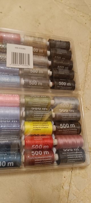 Lote 40 bobinas hilo sintético 500m Máquina Coser