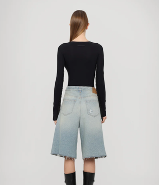 MM6 Maison Margiela – Body negro con flecos
