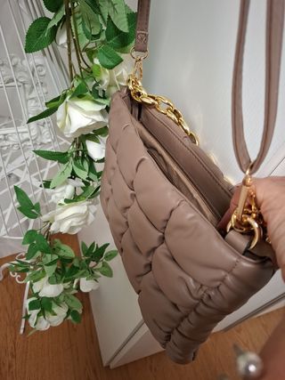 Borsa a tracolla marrone - catena oro