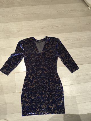 Vestido Veludo Azul c/ Estampa