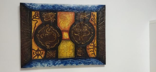 Cuadro acrílico - marrón y dorado