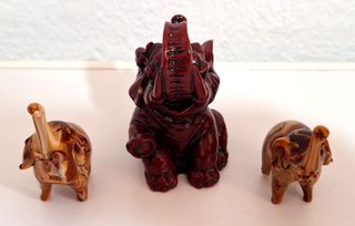 Set 3 statuine elefante in vetro e resina