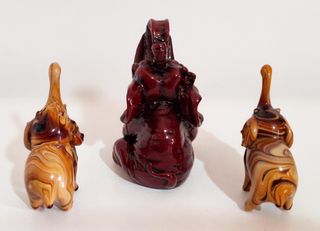 Set 3 statuine elefante in vetro e resina