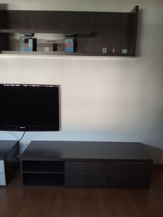 Muebles TV color gris ceniza y blanco