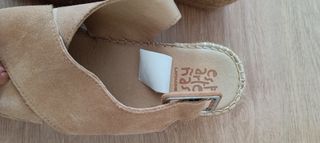 Sandalias esparto beige mujer
