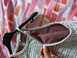 Top Zara - Canotta Beige e Bianco