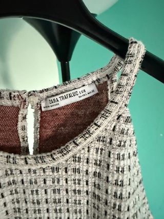 Top Zara - Canotta Beige e Bianco