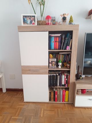 Mueble salón TV - madera blanco marrón