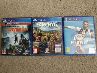 3 Juegos PS4 - FIFA 19, Far Cry 5, The Division