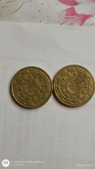 2 Monedas 50 Centimos Euro Portugal