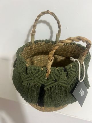 Cesta vimini e macramè, 