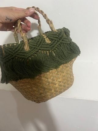 Cesta vimini e macramè, 