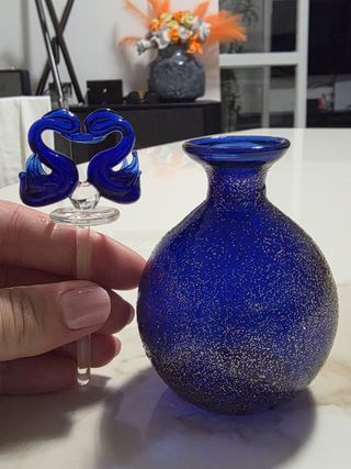 Vaso profumato blu e oro