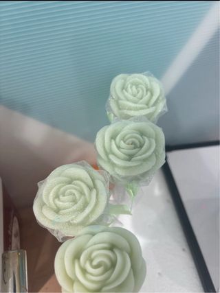 Candele a forma di rosa - verdi