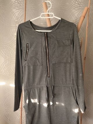 Vestido gris informal manga larga s