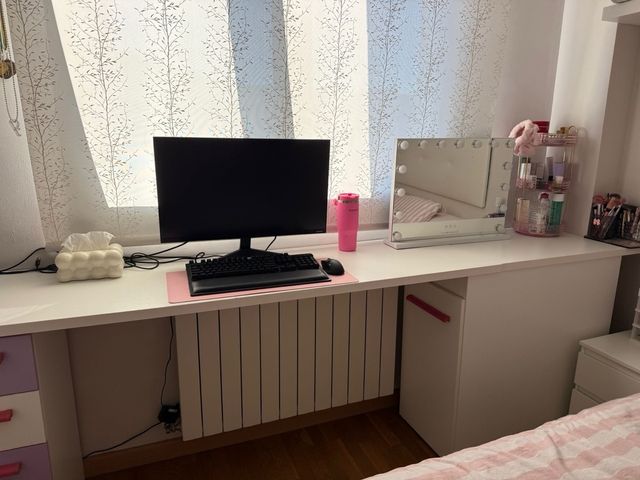 Escritorio blanco y rosa - Mesa estudio