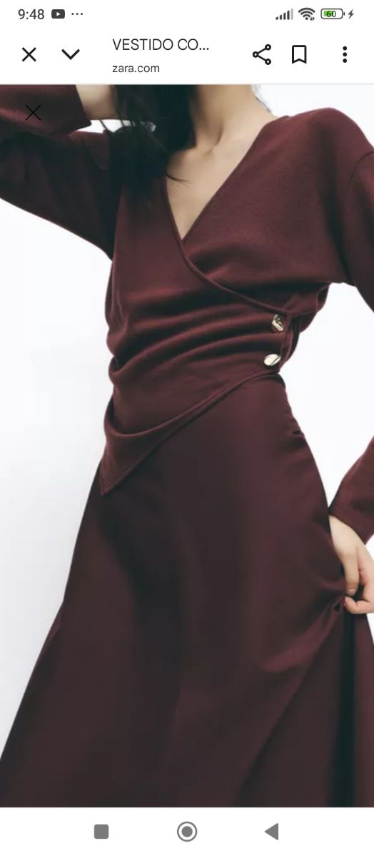 Vestido burdeos cruzado