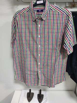 Camisa cuadros azul, rojo, verde, blanco, 5XL 