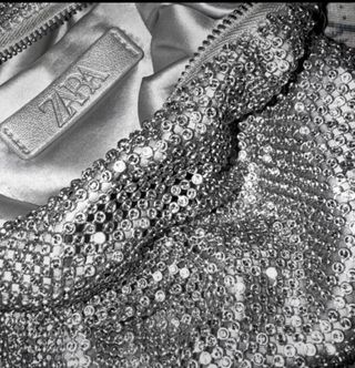 Bolso Zara Plata Strass 