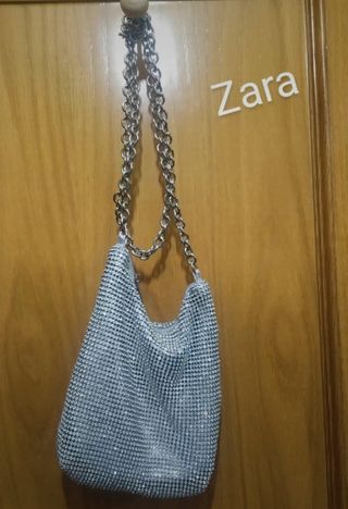 Bolso Zara Plata Strass 